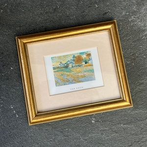 Van Gogh Miniature Matted Print in Gold Frame 6” x 7”